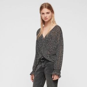 All Saints Black and White Blouse